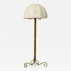 Marc Du Plantier Floor Lamp Midcentury by Marc du Plantier in Brass and Parchment 1950s - 1342593