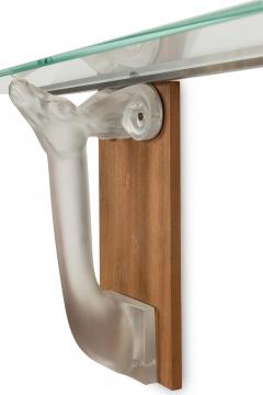 Marc Lalique French Glass Deer Head Wall Console Table - 4630538