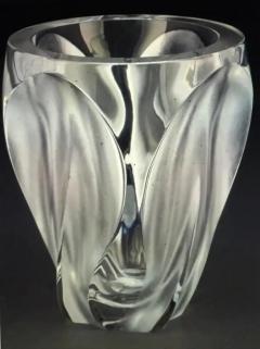 Marc Lalique French Mid Century Molded Polished Crystal Vase Ingrid by Lalique c 1964 - 4134723