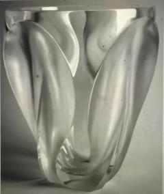 Marc Lalique French Mid Century Molded Polished Crystal Vase Ingrid by Lalique c 1964 - 4134726