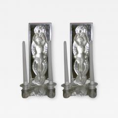 Marc Lalique Pair of Figural Art Deco Sconces by Marc Lalique - 1438460