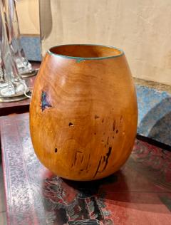 Marc Wroe Turned Turquoise Inlaid Wood Vessel I - 4244834