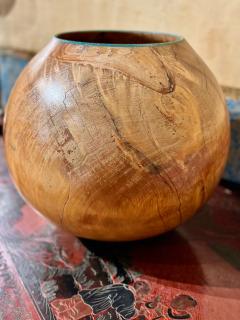Marc Wroe Turned Turquoise Inlaid Wood Vessel II - 4244841