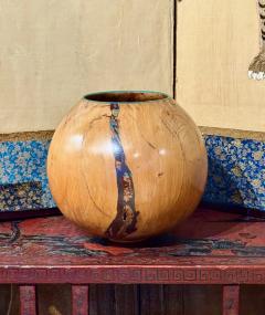 Marc Wroe Turned Turquoise Inlaid Wood Vessel II - 4244845