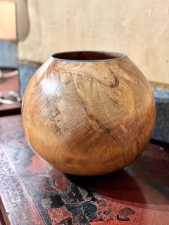 Marc Wroe Turned Turquoise Inlaid Wood Vessel II - 4244846