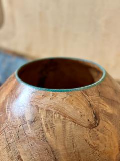 Marc Wroe Turned Turquoise Inlaid Wood Vessel II - 4244847