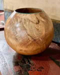Marc Wroe Turned Turquoise Inlaid Wood Vessel II - 4244848