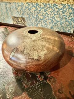 Marc Wroe Turned Turquoise Inlaid Wood Vessel III - 4244850