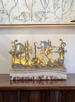 Marcel Andre Bouraine Marcel Bouraine Turbot Illuminated Sculpture Art Deco Underwater Scene - 4747156