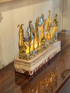 Marcel Andre Bouraine Marcel Bouraine Turbot Illuminated Sculpture Art Deco Underwater Scene - 4747158