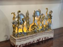 Marcel Andre Bouraine Marcel Bouraine Turbot Illuminated Sculpture Art Deco Underwater Scene - 4747163