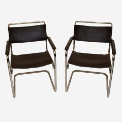 Marcel Breuer B34 Bauhaus Leather Arm Chairs by Marcel Breuer Pair - 3067723