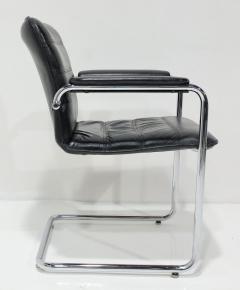 Marcel Breuer Davis Furniture Black Leather and Chrome Dining Chairs - 3876222