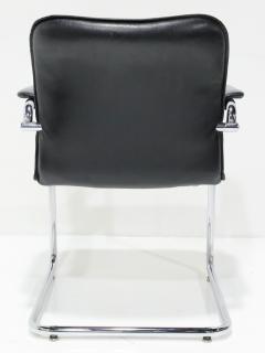 Marcel Breuer Davis Furniture Black Leather and Chrome Dining Chairs - 3876223