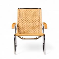 Marcel Breuer Marcel Breuer for Thonet B35 Mid Century Chrome and Rattan Lounge Chairs Pair - 4413825