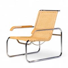 Marcel Breuer Marcel Breuer for Thonet B35 Mid Century Chrome and Rattan Lounge Chairs Pair - 4413826