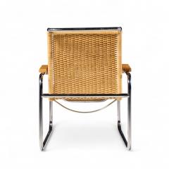 Marcel Breuer Marcel Breuer for Thonet B35 Mid Century Chrome and Rattan Lounge Chairs Pair - 4413829