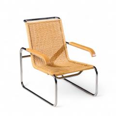 Marcel Breuer Marcel Breuer for Thonet B35 Mid Century Chrome and Rattan Lounge Chairs Pair - 4413832