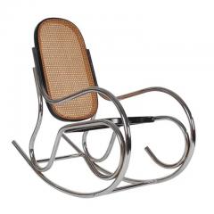 Marcel Breuer Midcentury Scrolled Chrome and Cane Rocking Chair in the Manner of Marcel Breuer - 2487782