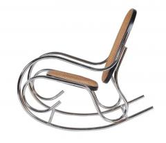 Marcel Breuer Midcentury Scrolled Chrome and Cane Rocking Chair in the Manner of Marcel Breuer - 2487784