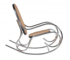 Marcel Breuer Midcentury Scrolled Chrome and Cane Rocking Chair in the Manner of Marcel Breuer - 2487789