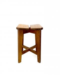 Marcel Gascoin Marcel Gascoin French Tabouret Oak Trefle Side Table Edition Arhec - 4693315