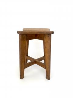 Marcel Gascoin Marcel Gascoin French Tabouret Oak Trefle Side Table Edition Arhec - 4693318