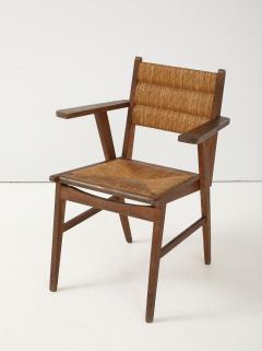 Marcel Gascoin Oak Straw French Modernist Armchair France c 1950 - 4143852