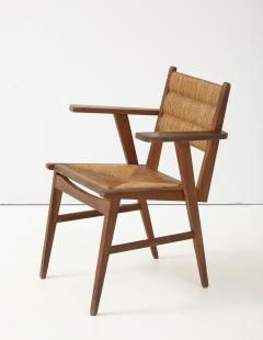 Marcel Gascoin Oak Straw French Modernist Armchair France c 1950 - 4143854