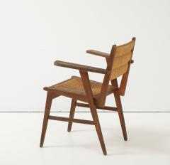 Marcel Gascoin Oak Straw French Modernist Armchair France c 1950 - 4143856