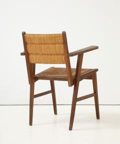 Marcel Gascoin Oak Straw French Modernist Armchair France c 1950 - 4143857