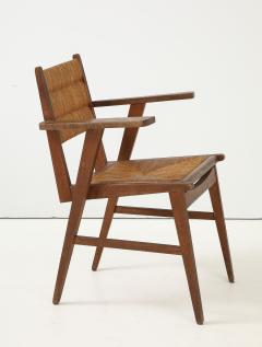 Marcel Gascoin Oak Straw French Modernist Armchair France c 1950 - 4143861