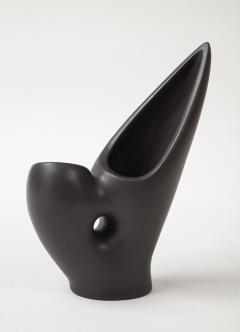 Marcel Giraud Marcel Giraud Black Asymmetrical Vase Vallauris France c 1950 signed - 1995292