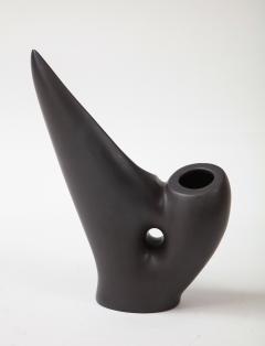 Marcel Giraud Marcel Giraud Black Asymmetrical Vase Vallauris France c 1950 signed - 1995295