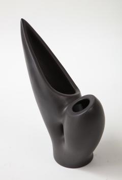 Marcel Giraud Marcel Giraud Black Asymmetrical Vase Vallauris France c 1950 signed - 1995298