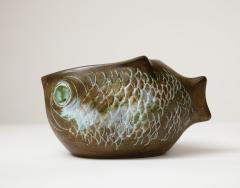 Marcel Guillot Glazed Ceramic Bowl in the Shape of a Fish Guillot c 1960 - 3583728