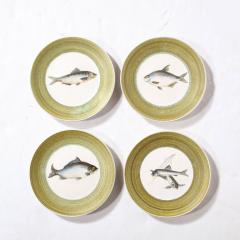 Marcel Guillot Mid Century Modernist Hand Painted Oceanic Ceramic Plate Set by Marcel Guillot - 3276436
