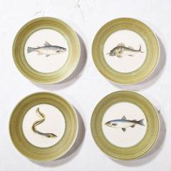 Marcel Guillot Mid Century Modernist Hand Painted Oceanic Ceramic Plate Set by Marcel Guillot - 3276449