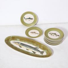 Marcel Guillot Mid Century Modernist Hand Painted Oceanic Ceramic Plate Set by Marcel Guillot - 3276582