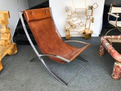 Marcello Cuneo Lounge Chair Leather and Chrome by Marcello Cuneo Italy 1970s - 549983