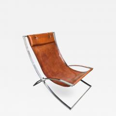 Marcello Cuneo Lounge Chair Leather and Chrome by Marcello Cuneo Italy 1970s - 551200