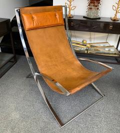 Marcello Cuneo Lounge Chair Leather and Chrome by Marcello Cuneo Italy 1970s - 1125402