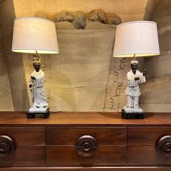 Marcello Fantoni 1950s Marcello Fantoni Asian Figural Table Lamps Italy - 3637364