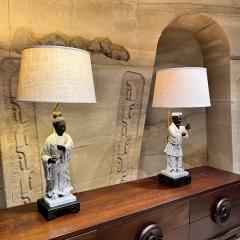 Marcello Fantoni 1950s Marcello Fantoni Asian Figural Table Lamps Italy - 3637365