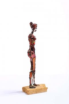 Marcello Fantoni 1960s Brutalist Female Nude Scupture Painted Iron on Travertine Base - 1975308