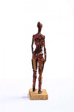 Marcello Fantoni 1960s Brutalist Female Nude Scupture Painted Iron on Travertine Base - 1975310