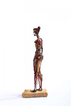 Marcello Fantoni 1960s Brutalist Female Nude Scupture Painted Iron on Travertine Base - 1975316