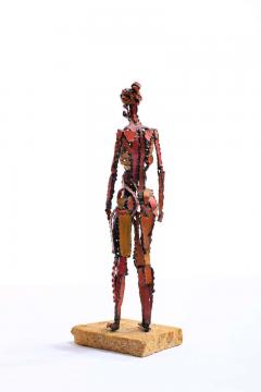 Marcello Fantoni 1960s Brutalist Female Nude Scupture Painted Iron on Travertine Base - 1975317