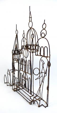 Marcello Fantoni Brutalist Marcello Fantoni Brazed Wire Church Sculpture - 1202001