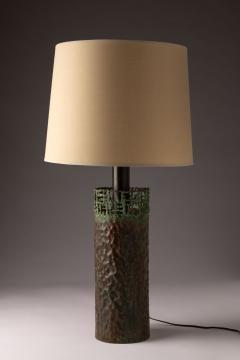 Marcello Fantoni Marcello Fantoni Brutalist Copper Table Lamp with Verdigris Patina 1960s - 4115079